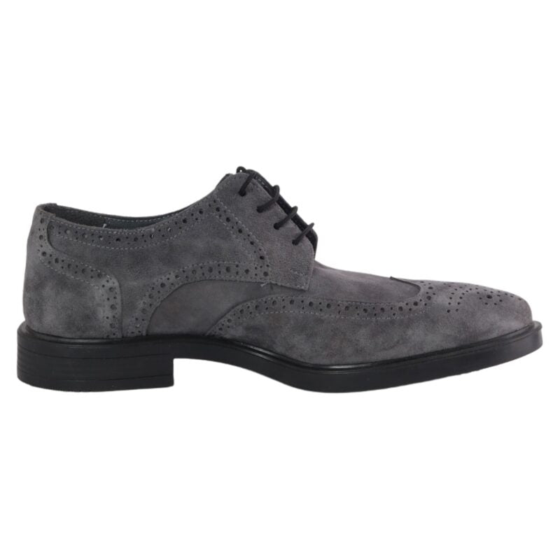 Leather Brogue Derby Shoes ƒ?? Grey