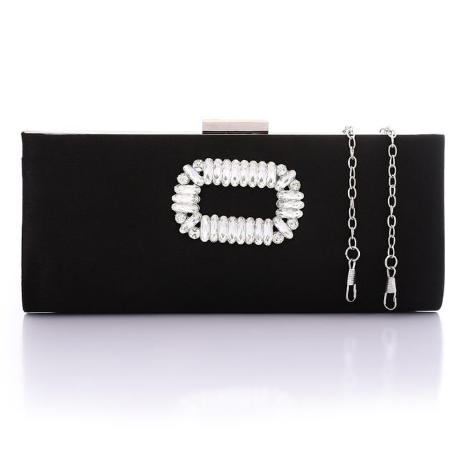 Elegant Satin Soiree Clutch - Black