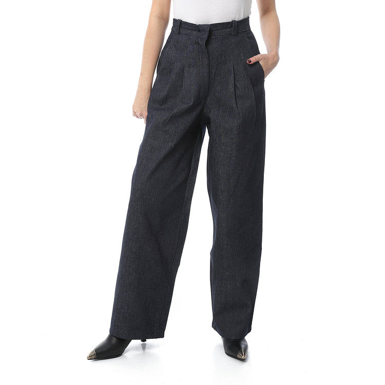 Tailored Straight-Leg Denim Pants – Dark Indigo