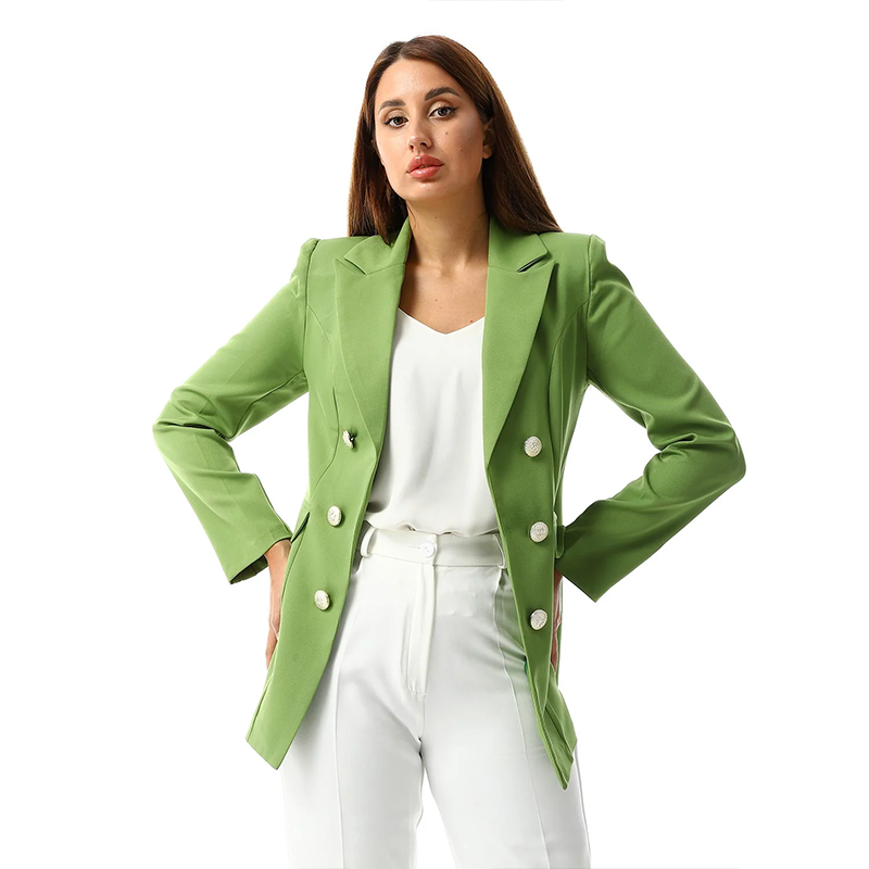 Tailored Crepe Double-Breasted Blazer ƒ?? Lime Green