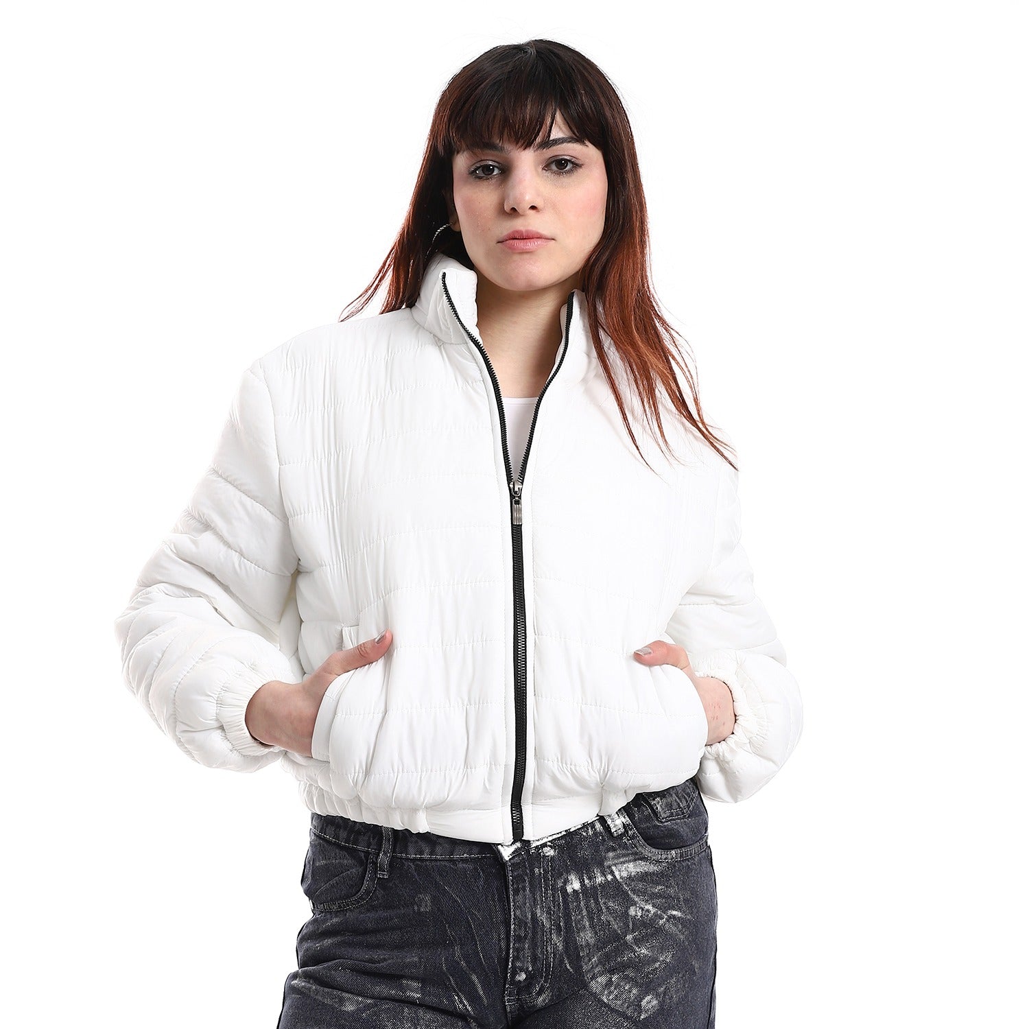 Cropped Puffer Jacket ƒ?? White