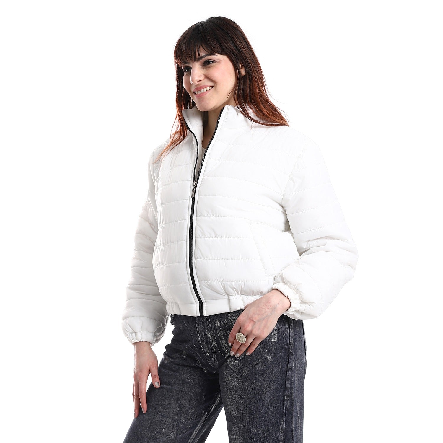 Cropped Puffer Jacket ƒ?? White