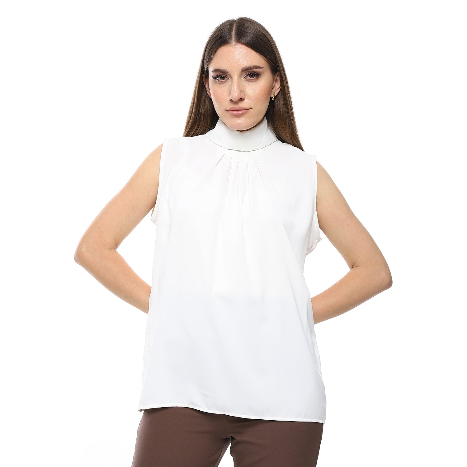 Sleeveless Turtle-Neck Top ƒ?? White