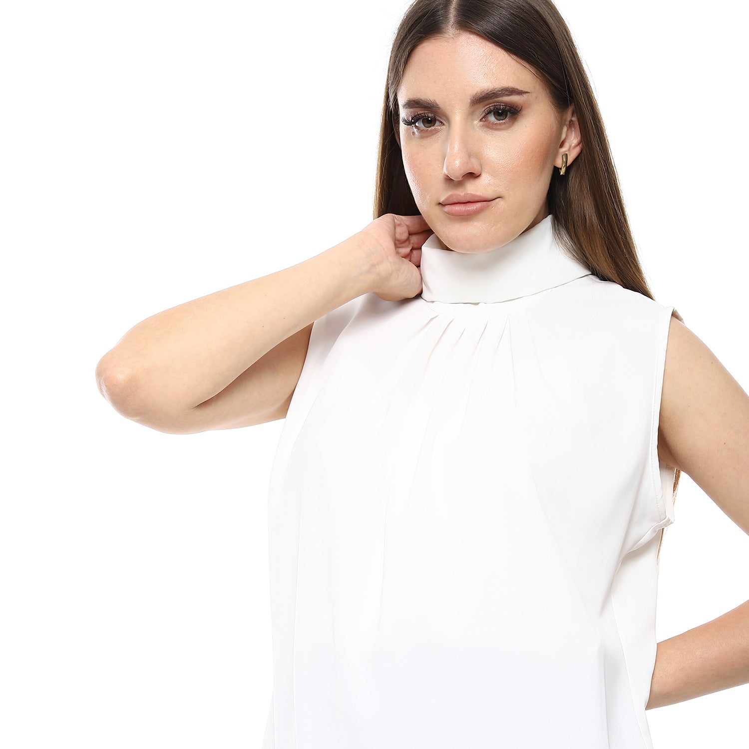 Sleeveless Turtle-Neck Top ƒ?? White