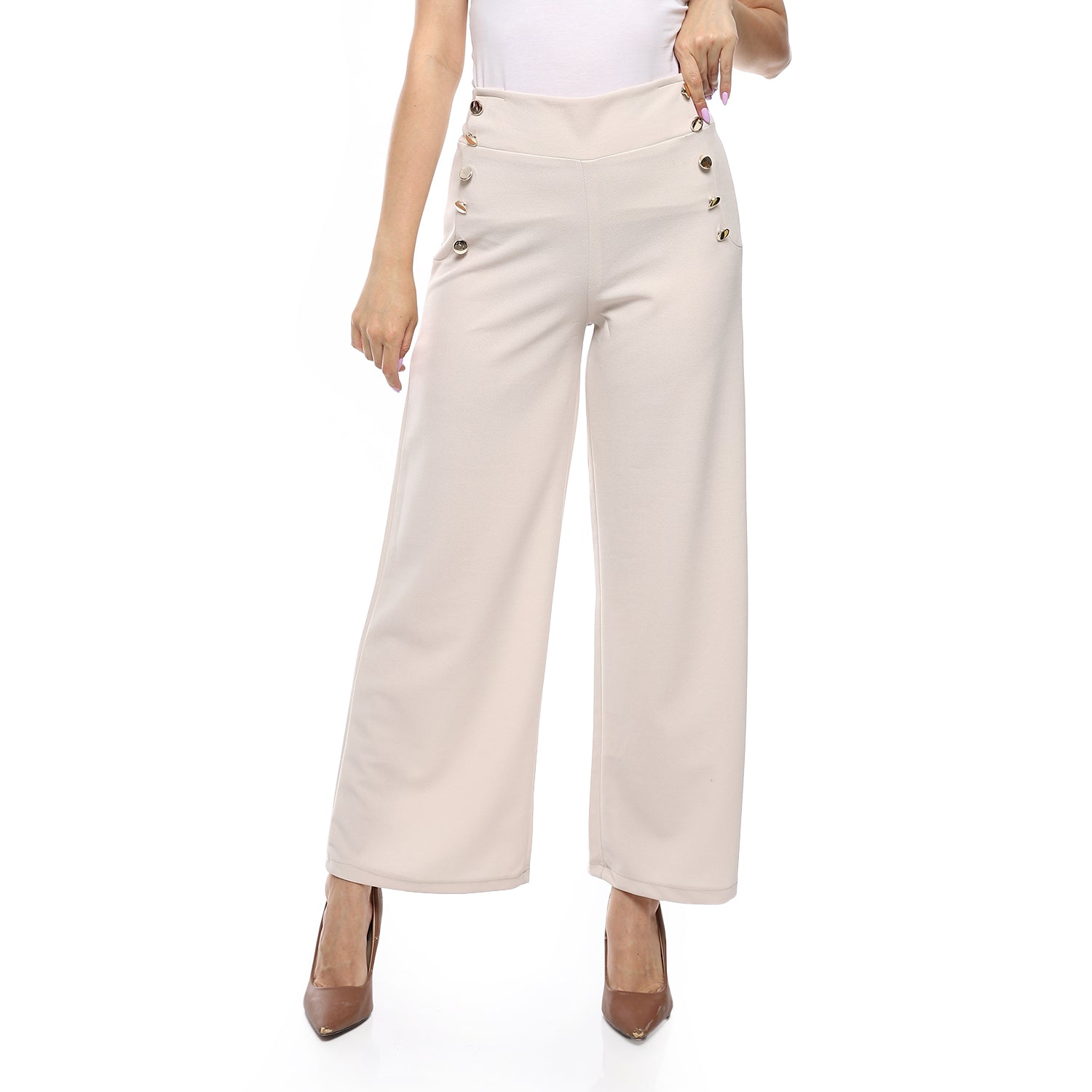 Elegant Wide-Leg Pants - Beige