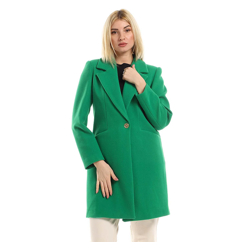 Classic Buttoned Coat - Emerald Green