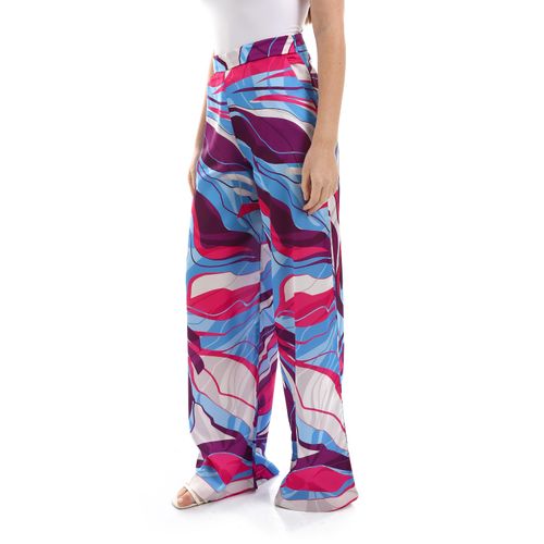 Silk Wide-Leg Printed Pants - Multicolor