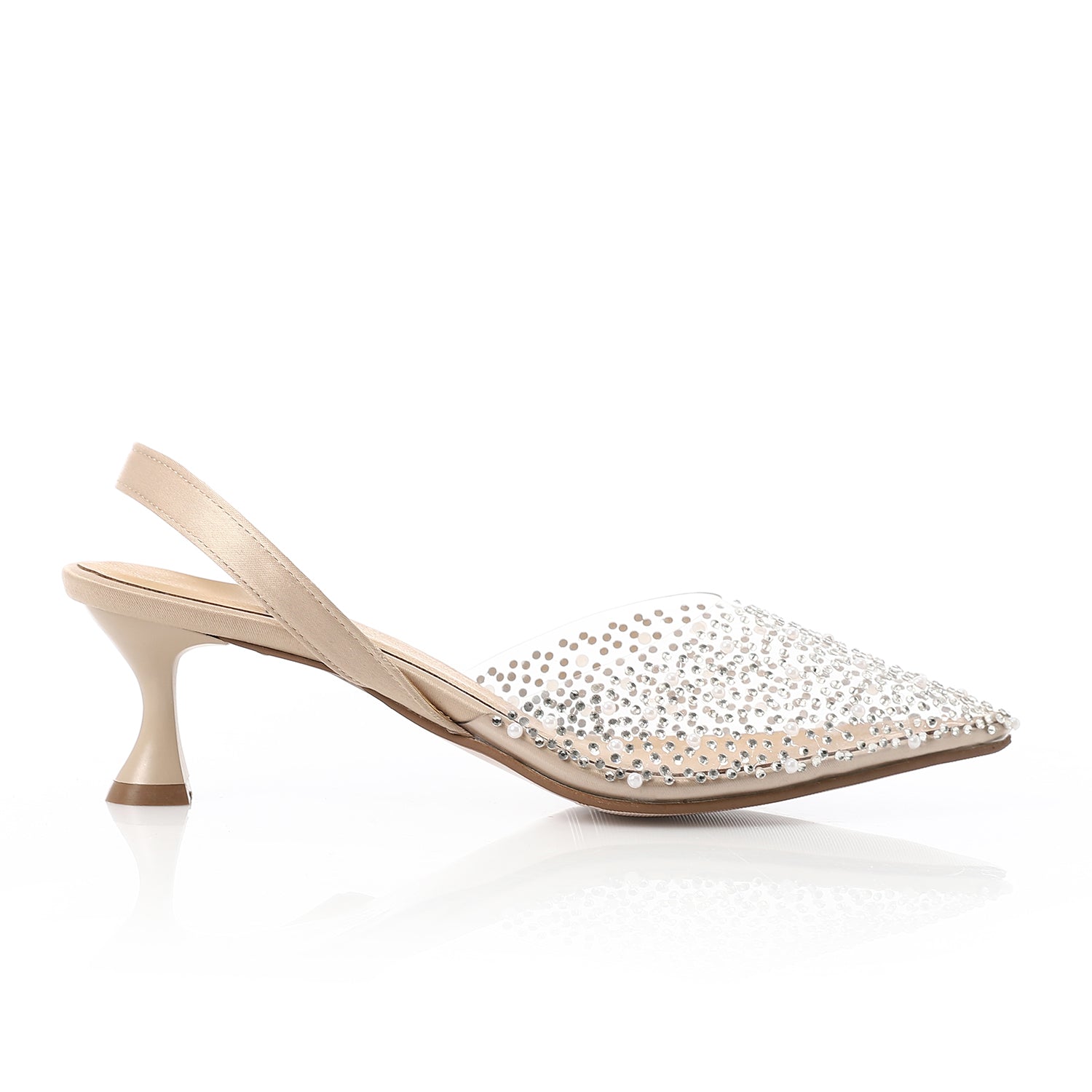 Crystal Bloom Flats Dark Beige