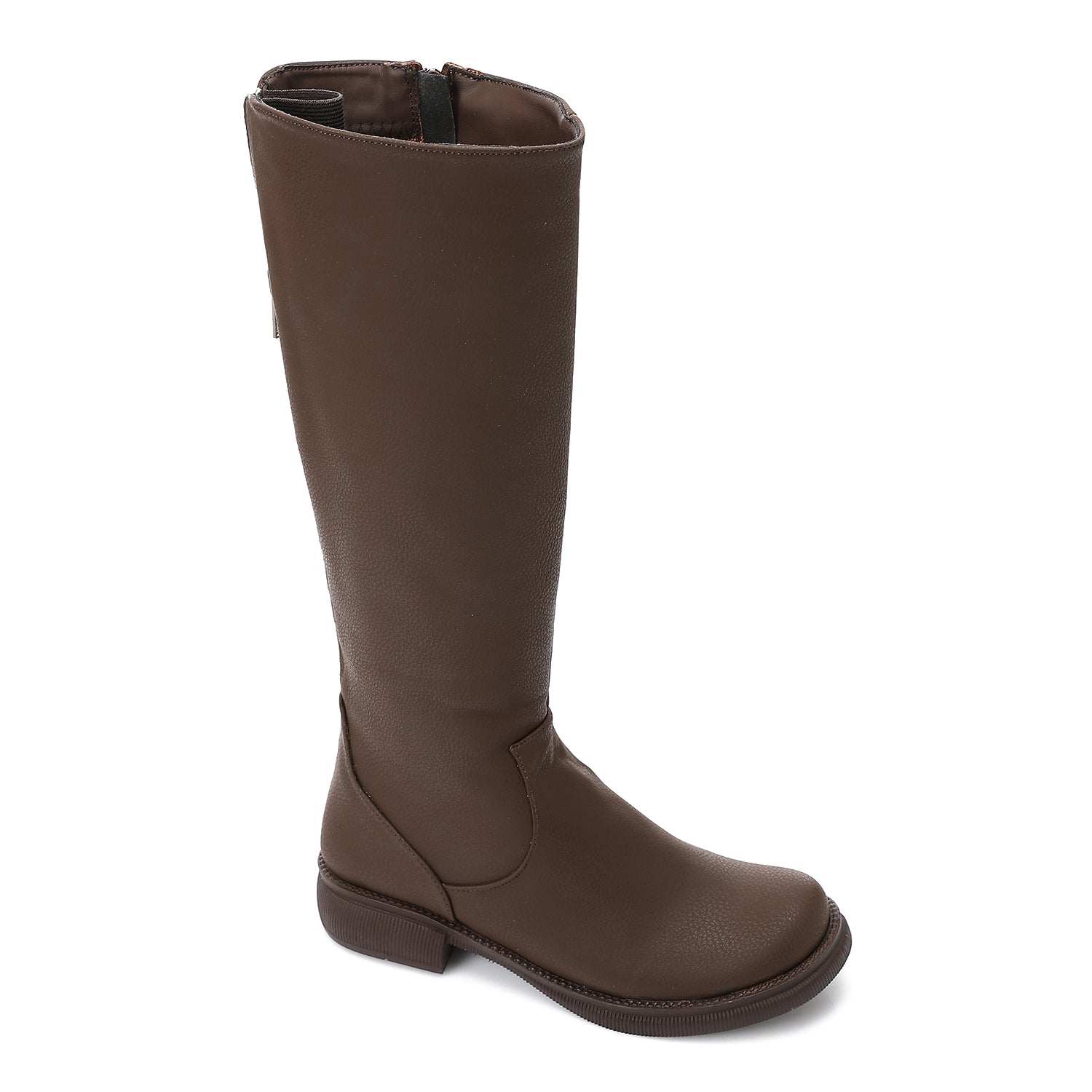Double Zipper Knee-High Boots - Brown