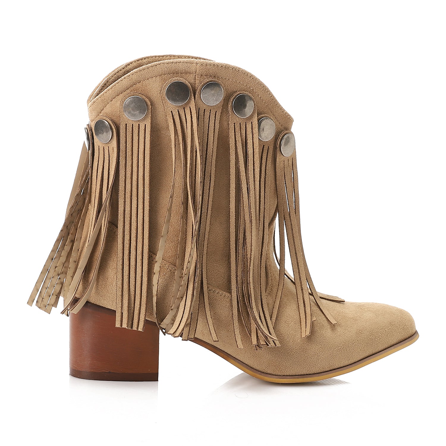 Western Detachable Fringe Boot – Beige