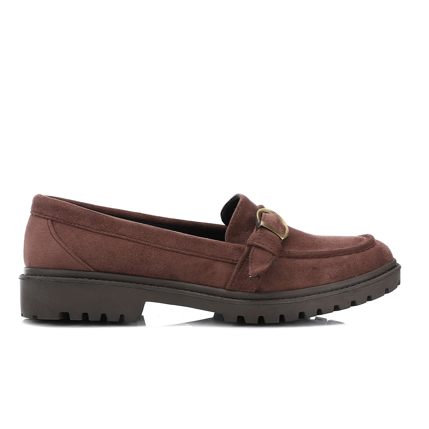 Women’s Buckle Strap Chunky Loafers – Brown