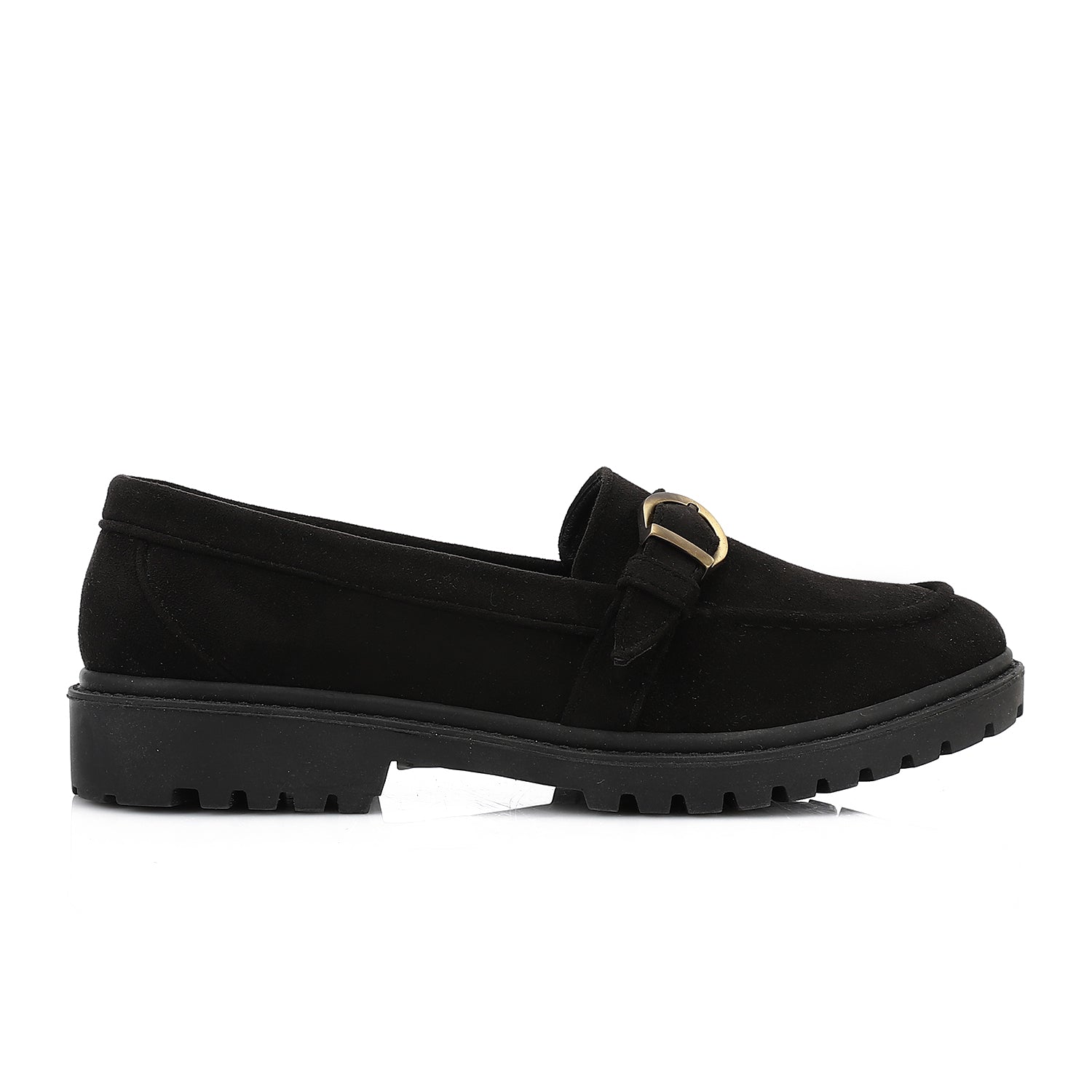 Women’s Buckle Strap Chunky Loafers – Black