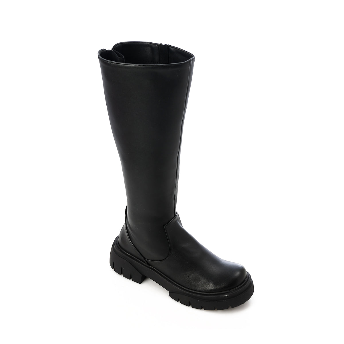 Expandable Wide Calf Leather Knee High Boots