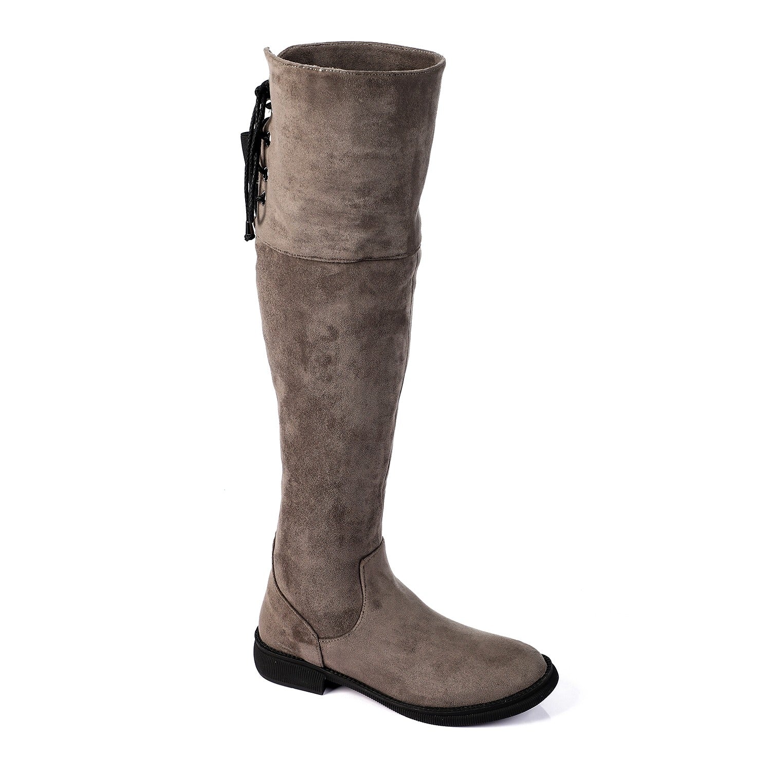 Elegant Over-The-Knee Suede Boots ƒ?? Grey