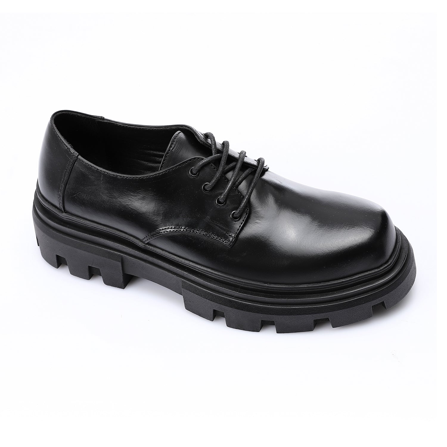 Menƒ??s chunky leather lace-up shoes - Black