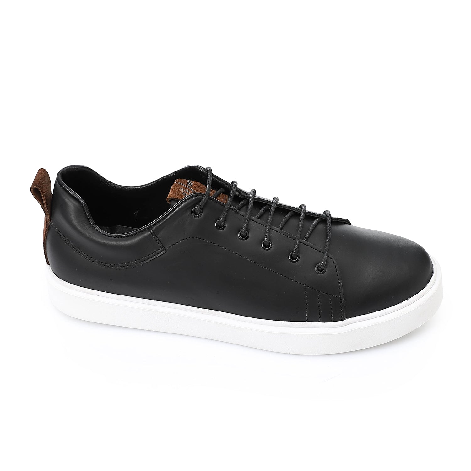 Men's Classic Leather Lace-Up Sneakers - Black