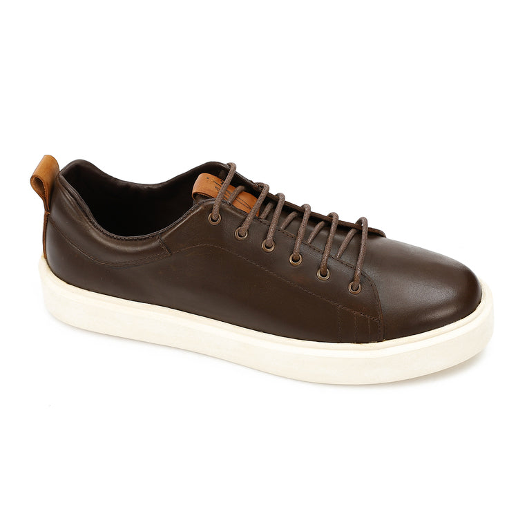 Men's Classic Leather Lace-Up Sneakers - Brown