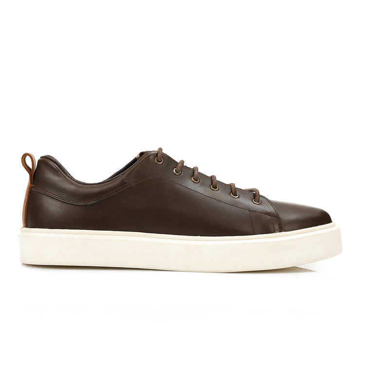 Men's Classic Leather Lace-Up Sneakers - Brown