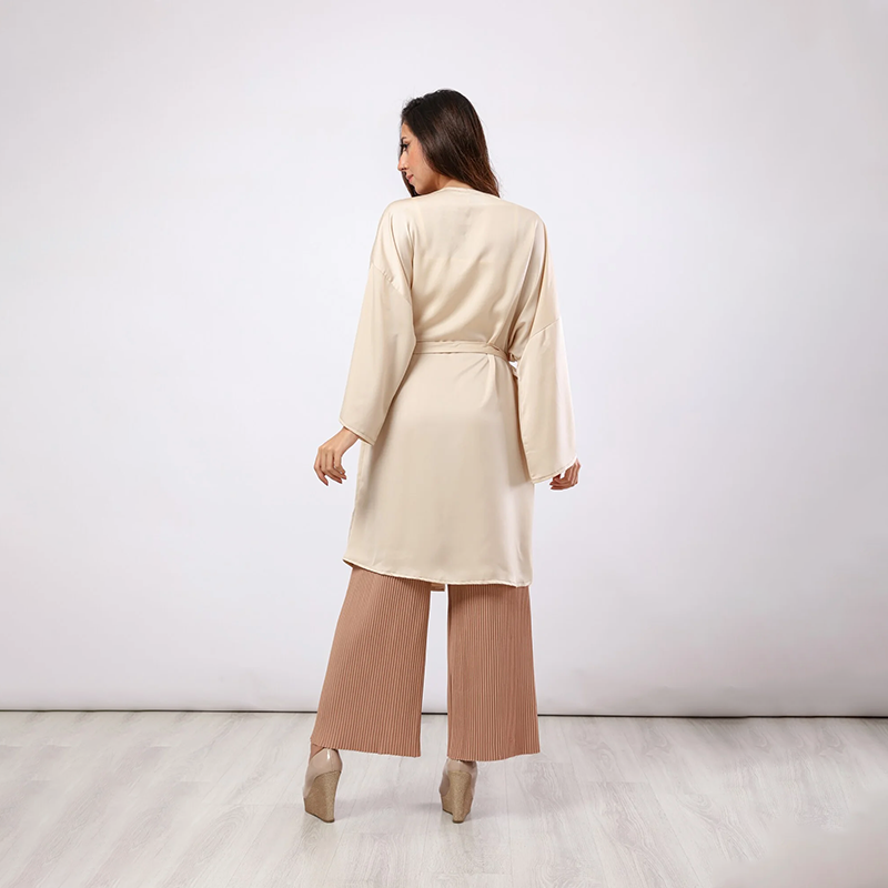 Flowy Tie-Waist Kimono ƒ?? Beige