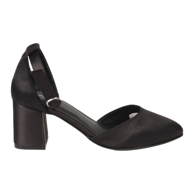 Satin Block Heel Ankle - Black