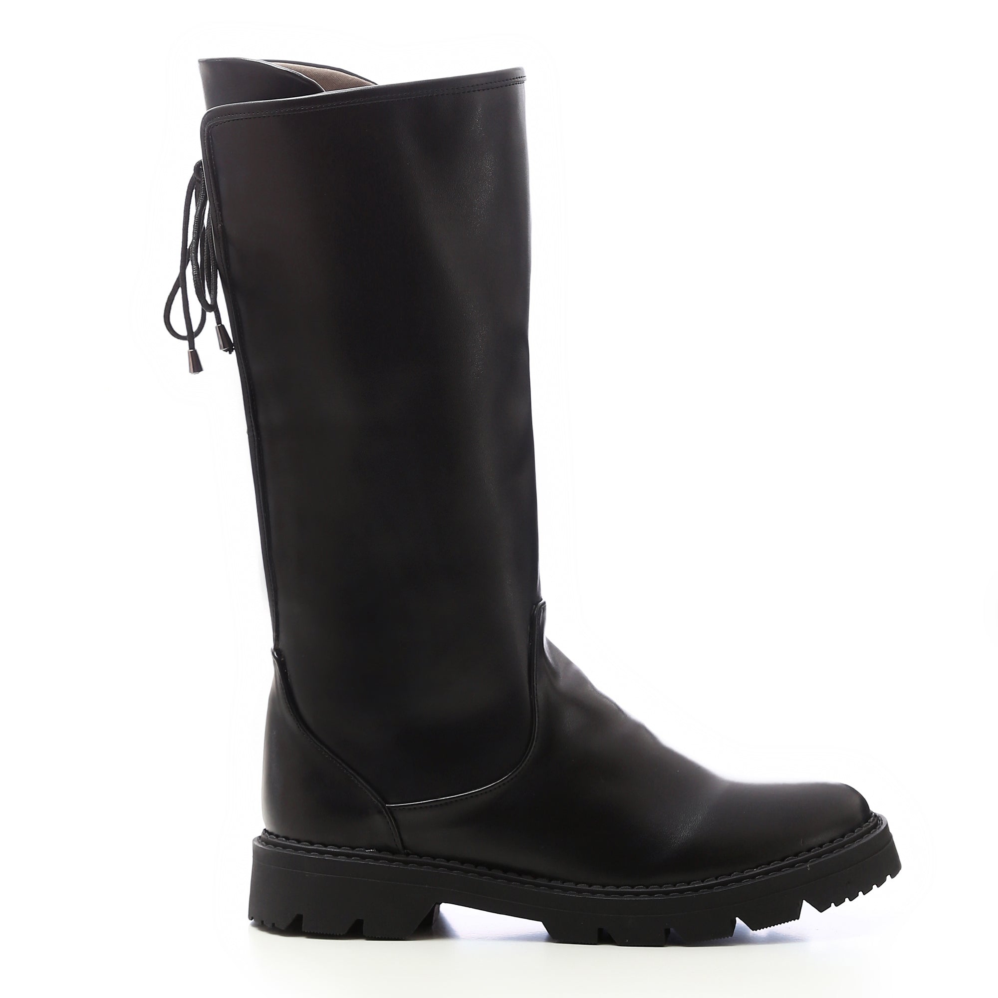 ack Lace Leather Riding Boots ƒ?? Black