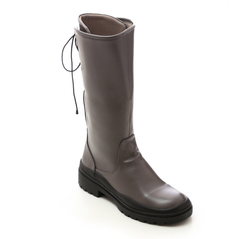 ack Lace Leather Riding Boots ƒ?? Grey