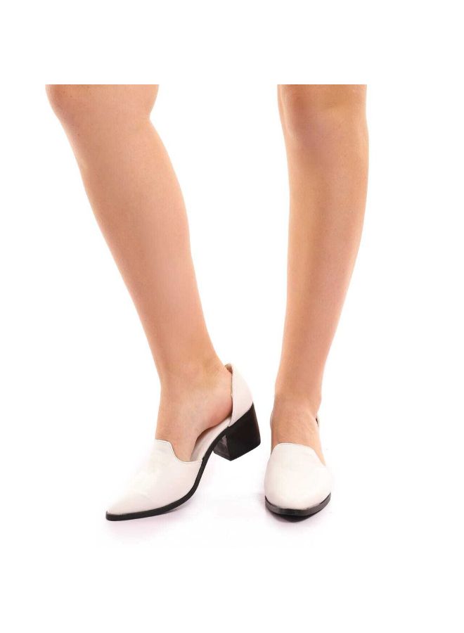 Pointed Block Heels ƒ?? White