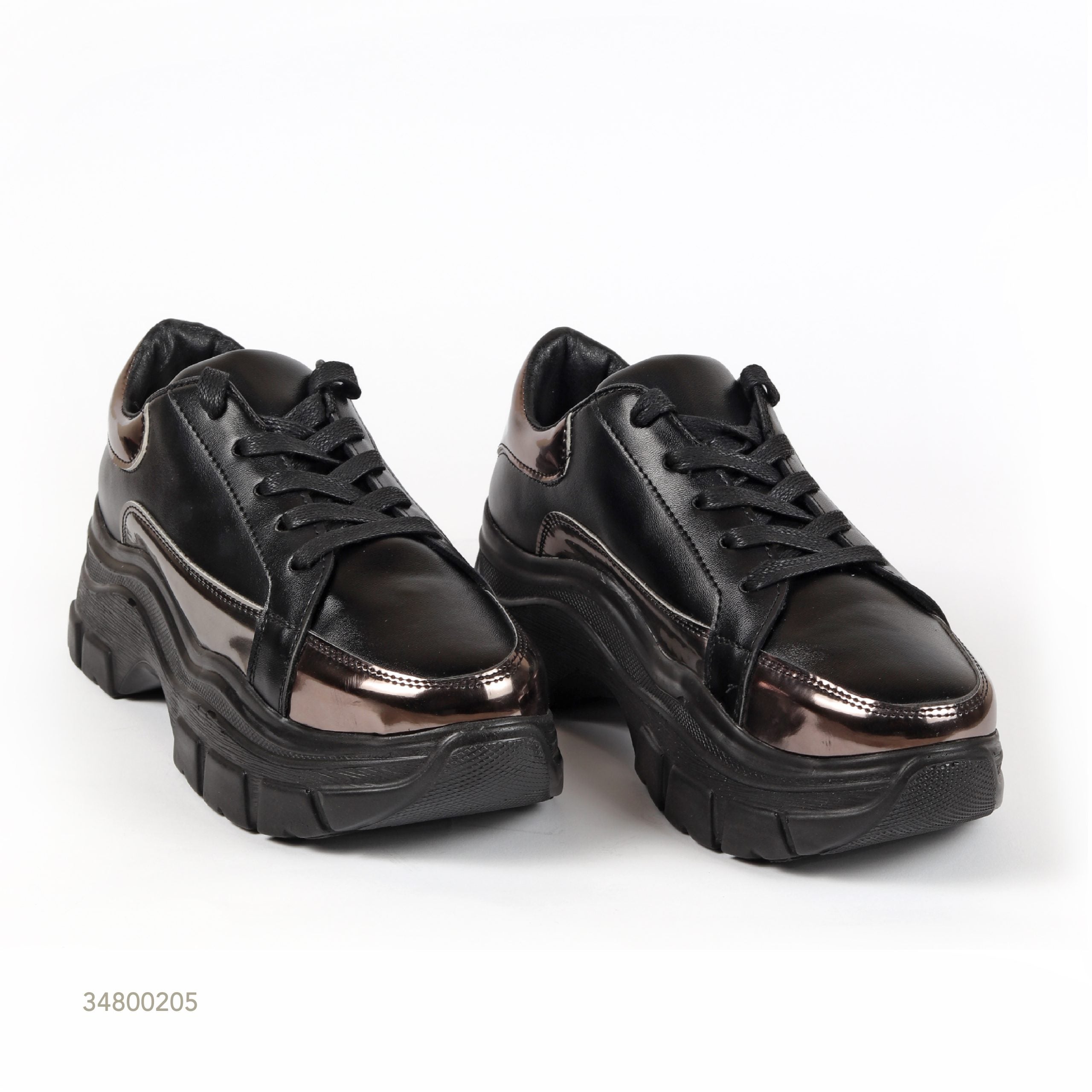Chunky Metallic Sneakers - Black