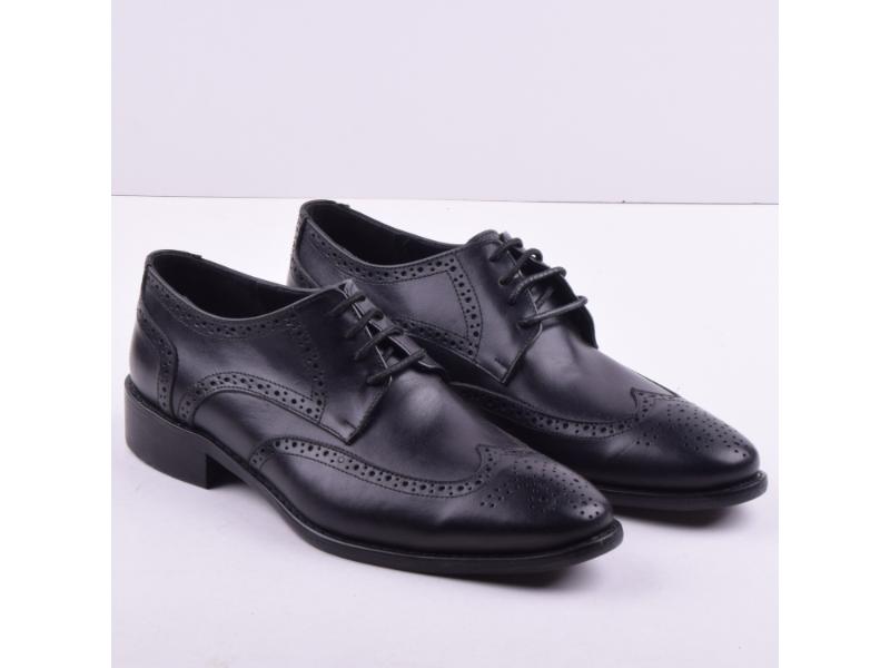 Men's Leather Brogue Oxford Shoes - Black
