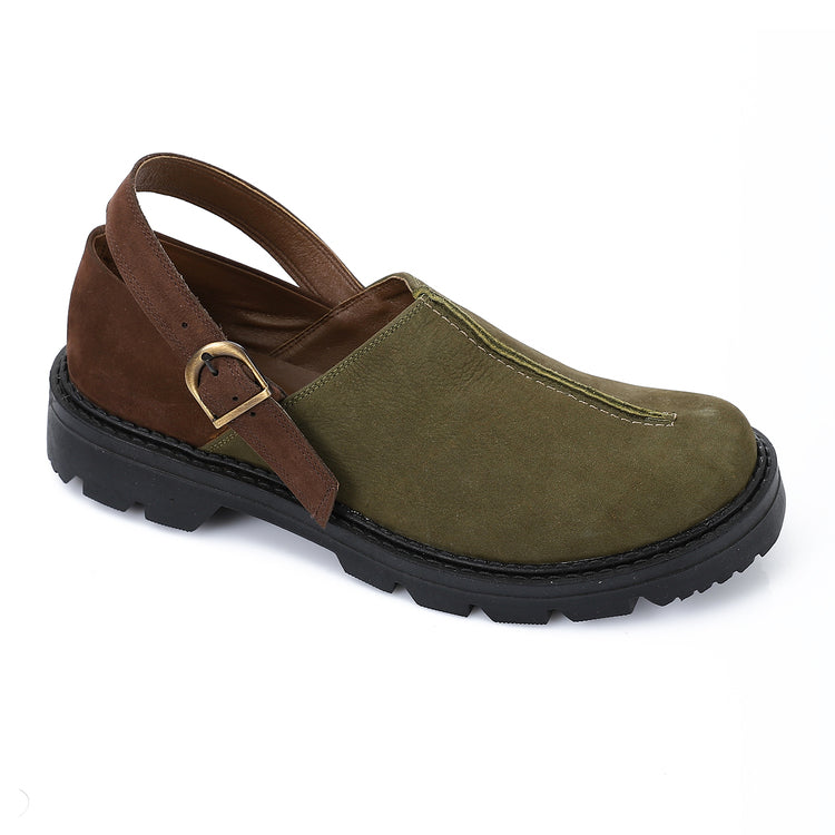 Two-Tone Comfort Loafers - Olive & Brown