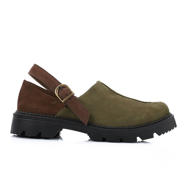 Two-Tone Comfort Loafers - Olive & Brown