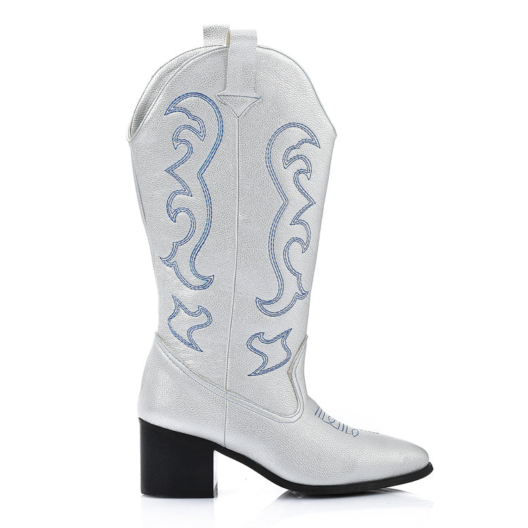 Embroidered Boots Cowgirl Luxe – Silver