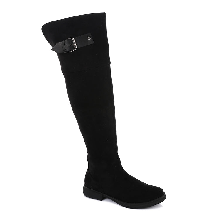 Stretch Suede Over-The-Knee Boots ƒ?? Black