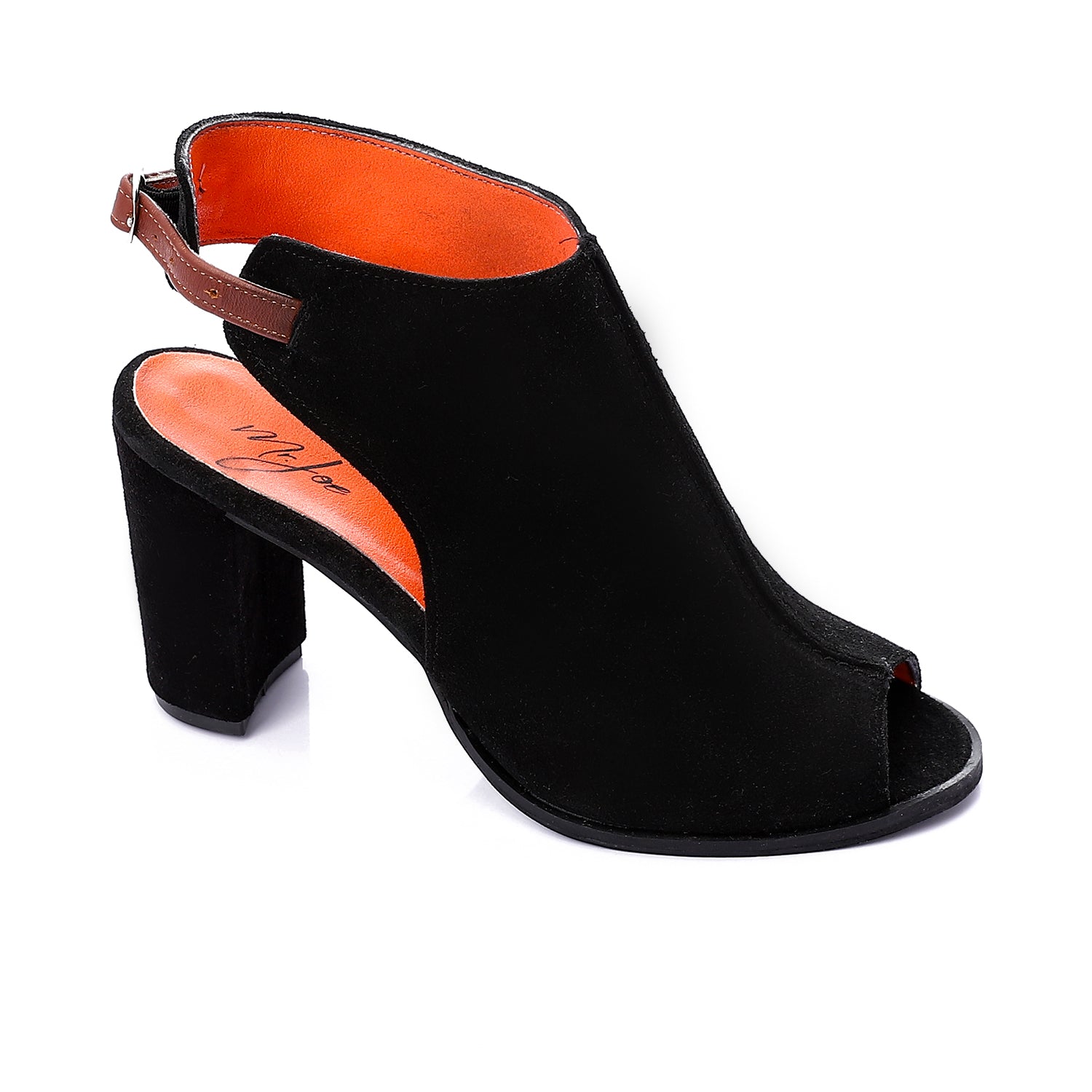 Suede Block Heeled Sandals ƒ?? Black