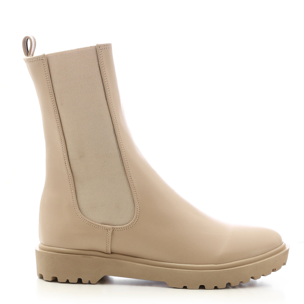 Elastic Leather Half Boots ƒ?? Beige