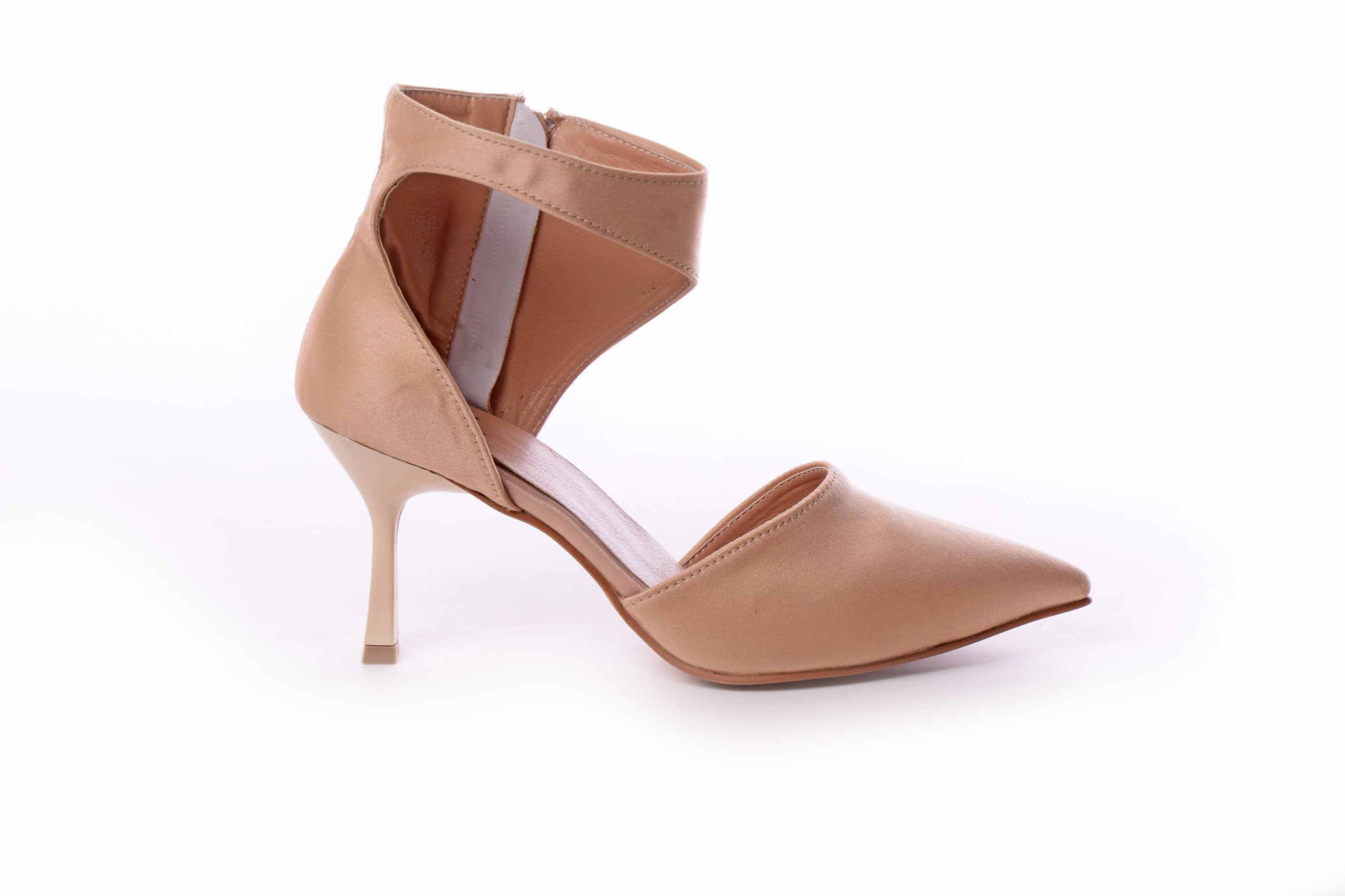 Pointed Satin Heeled Sandals ƒ?? Beige