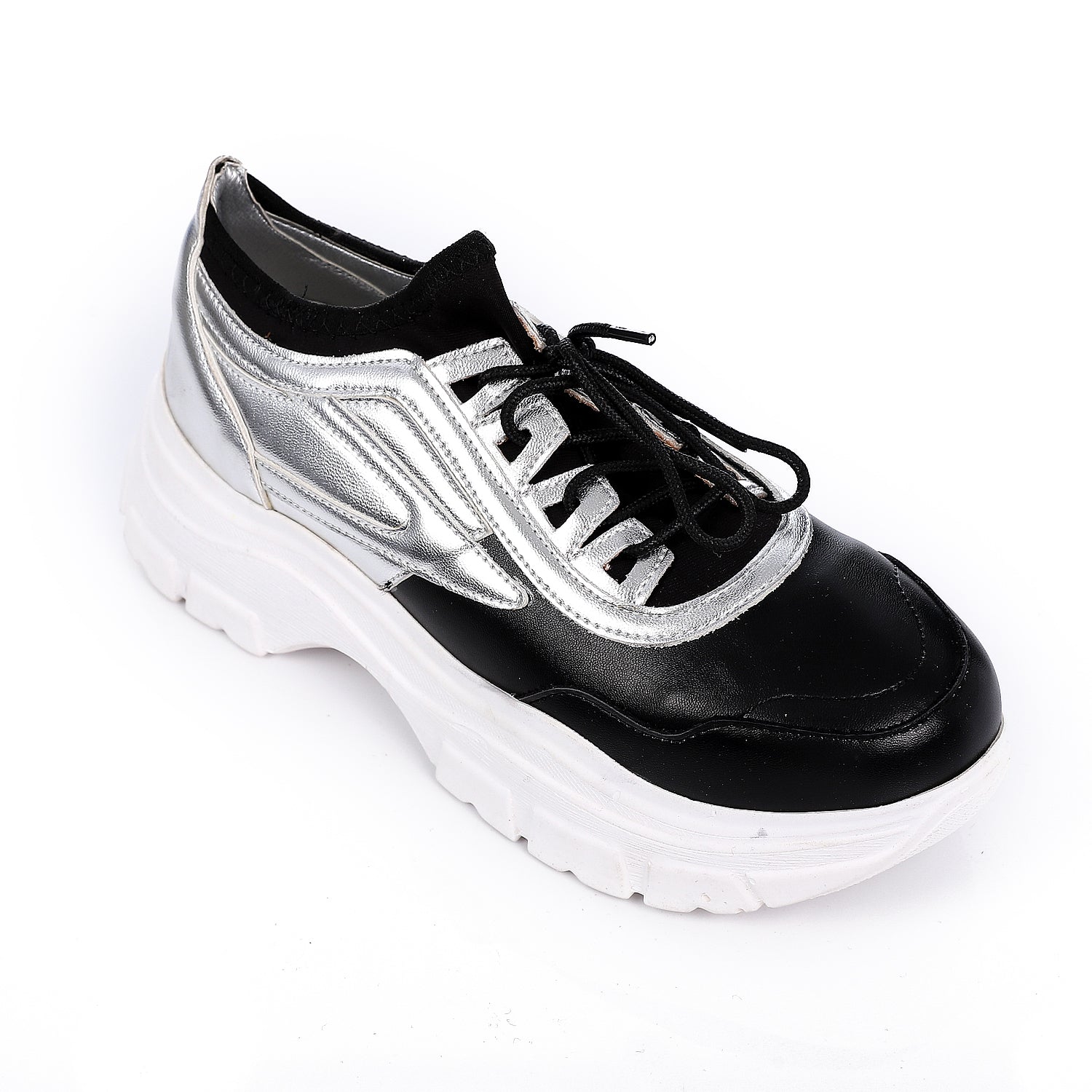 Metallic Chunky Sneakers ƒ?? Black & Silver