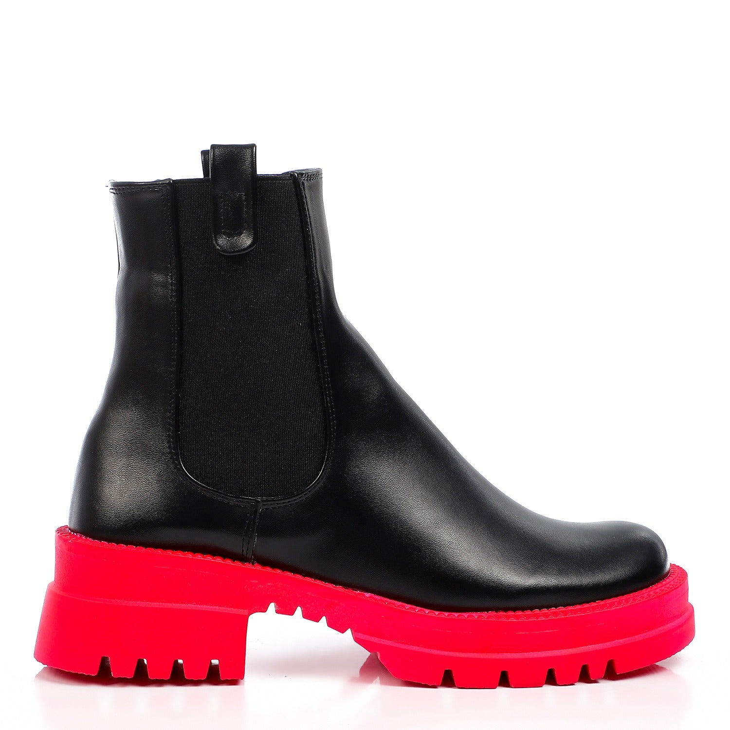 Bold Contrast Chelsea Boots ƒ?? Black & Fuchsia