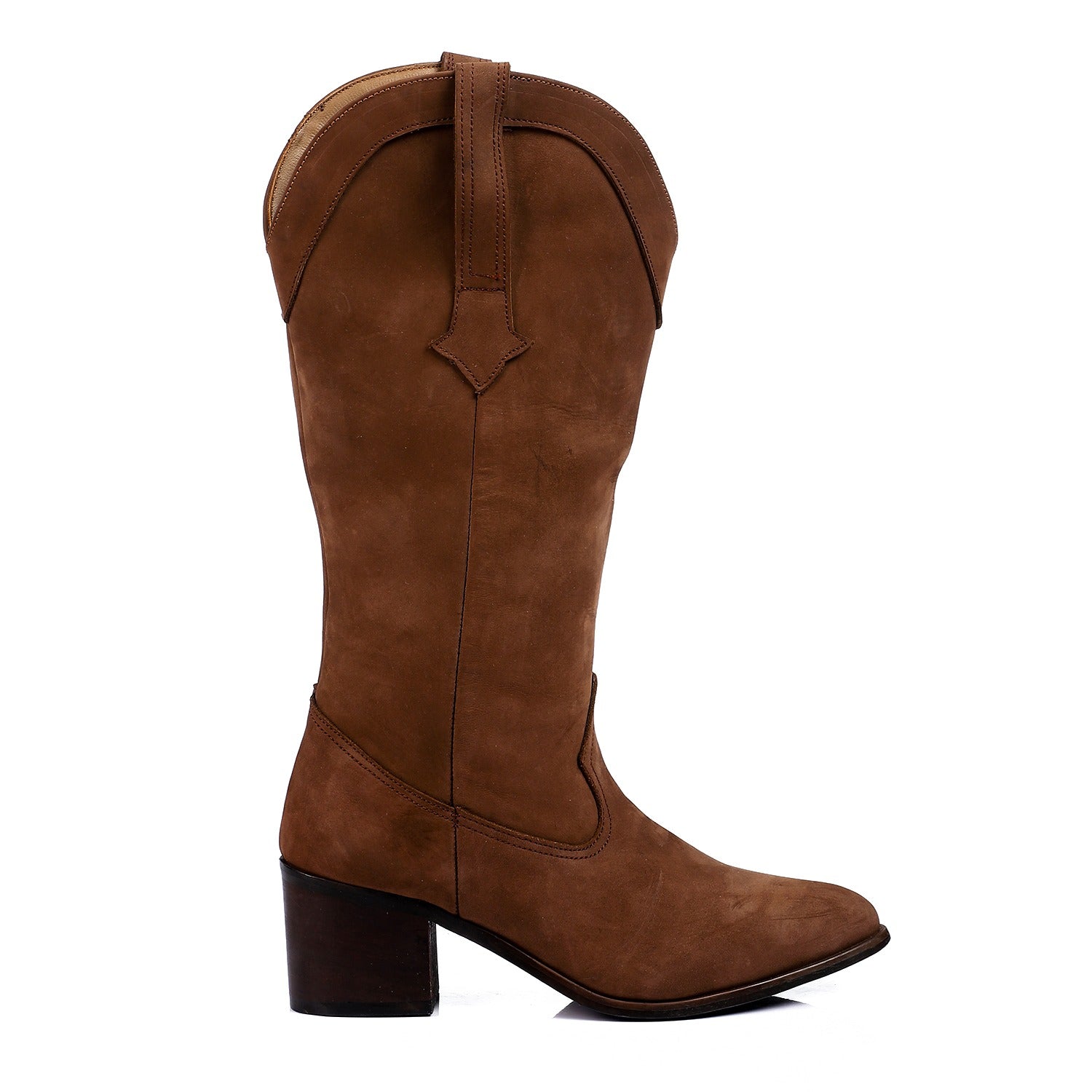 Western Suede Mid-Calf Boots ƒ?? Brown