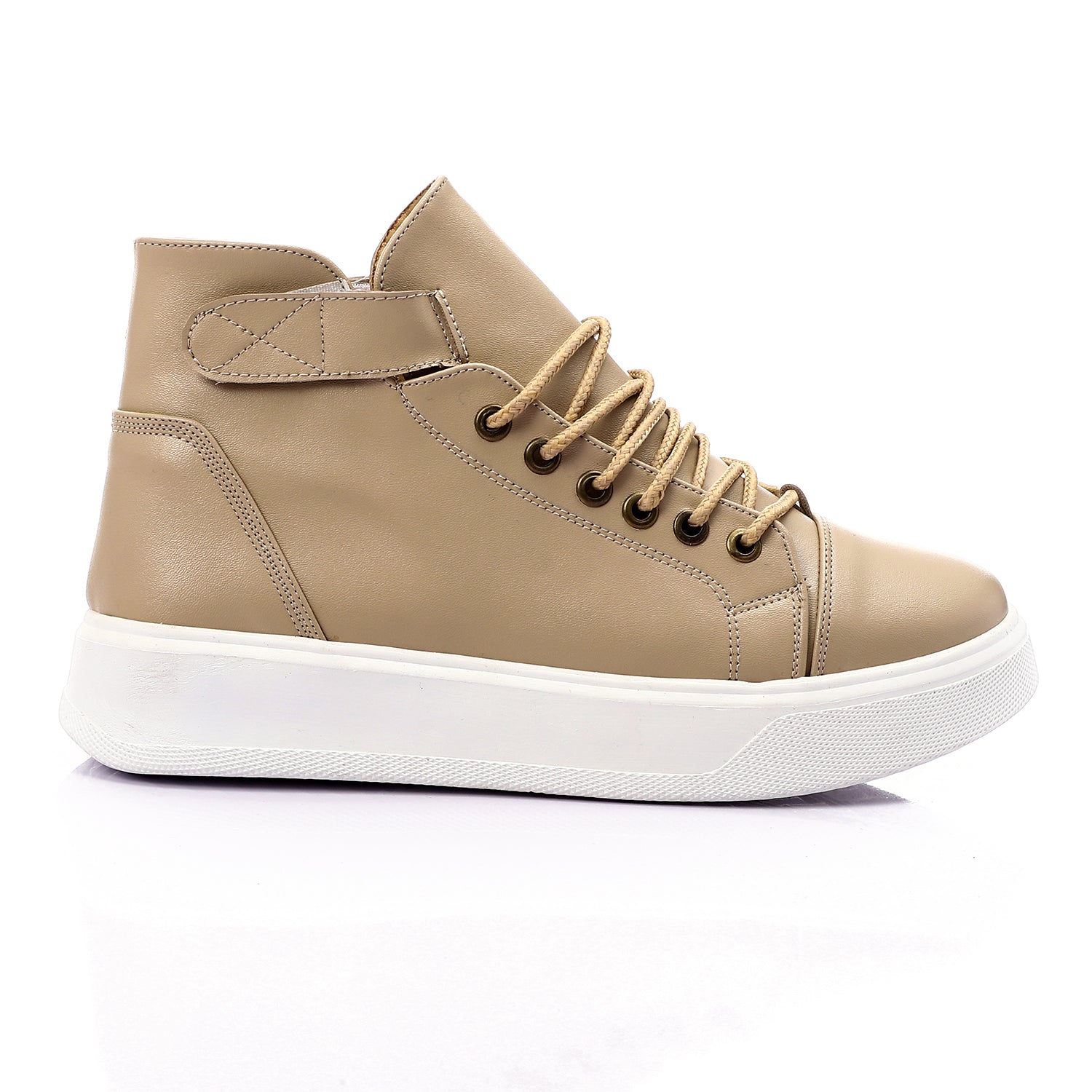 High-Top Leather Sneakers ƒ?? Beige