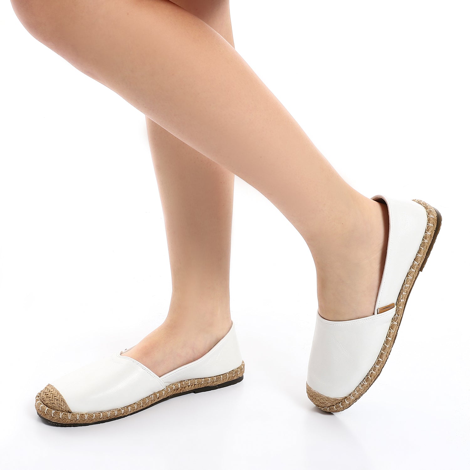 Leather Espadrille Flats ƒ?? White