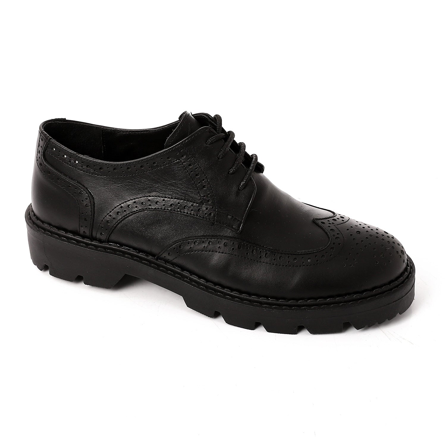 Chunky Leather Brogue Derby ƒ?? Black