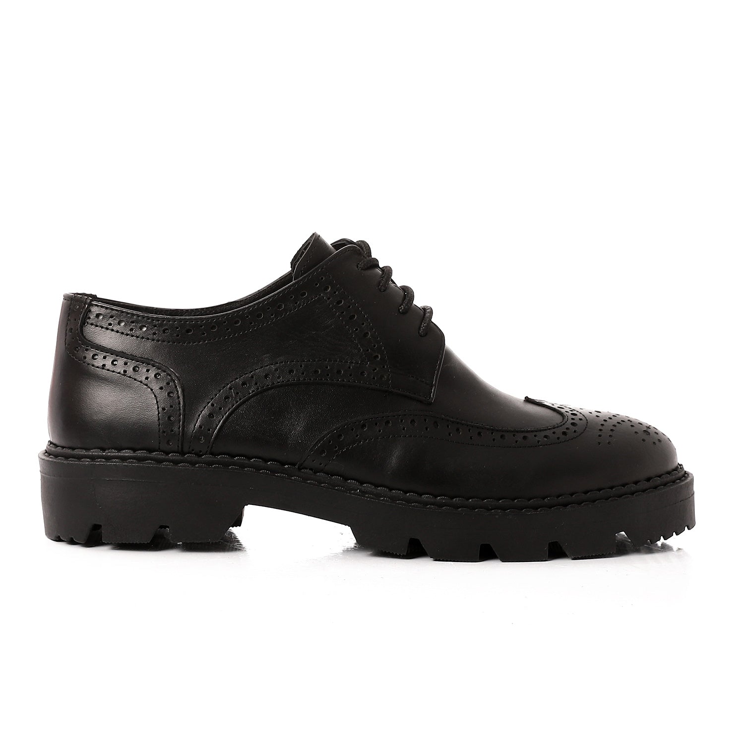 Chunky Leather Brogue Derby ƒ?? Black