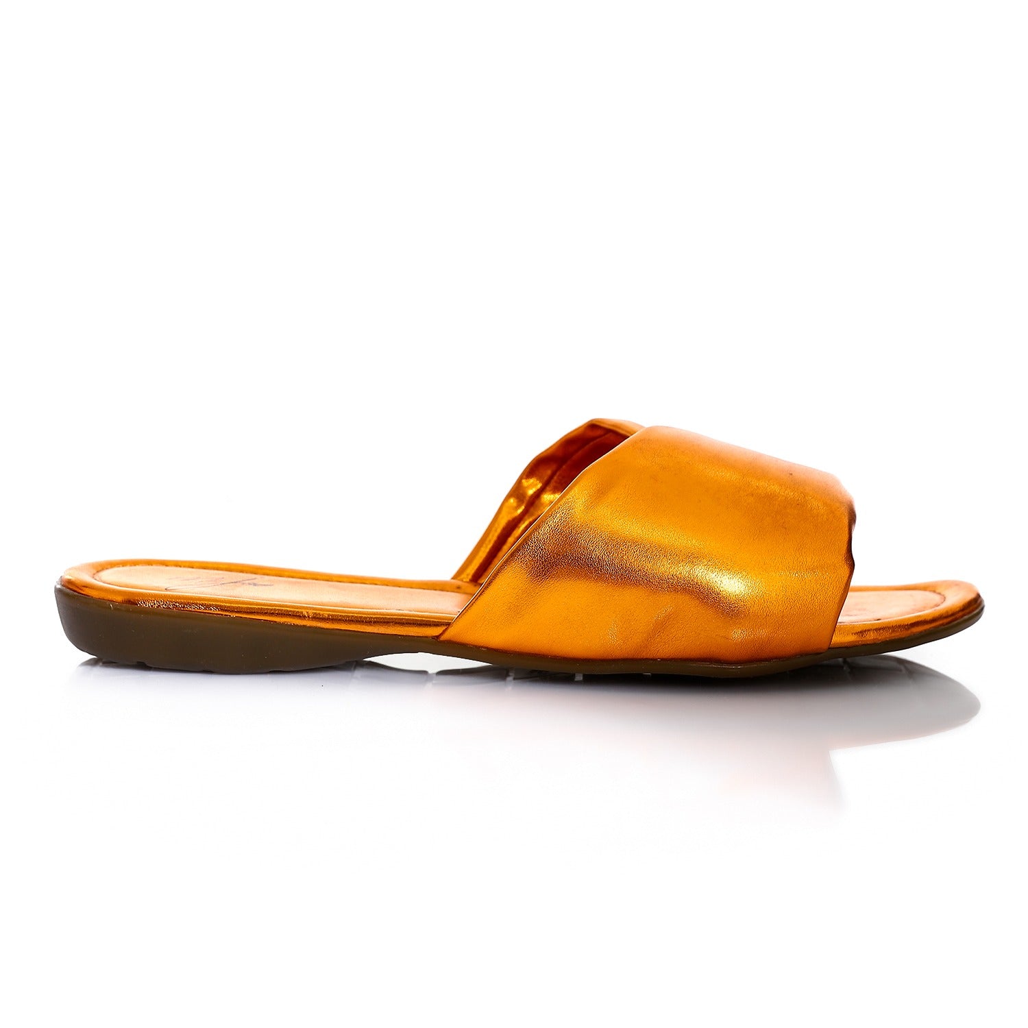 Cross-Strap Leather Slippers ƒ?? Orange
