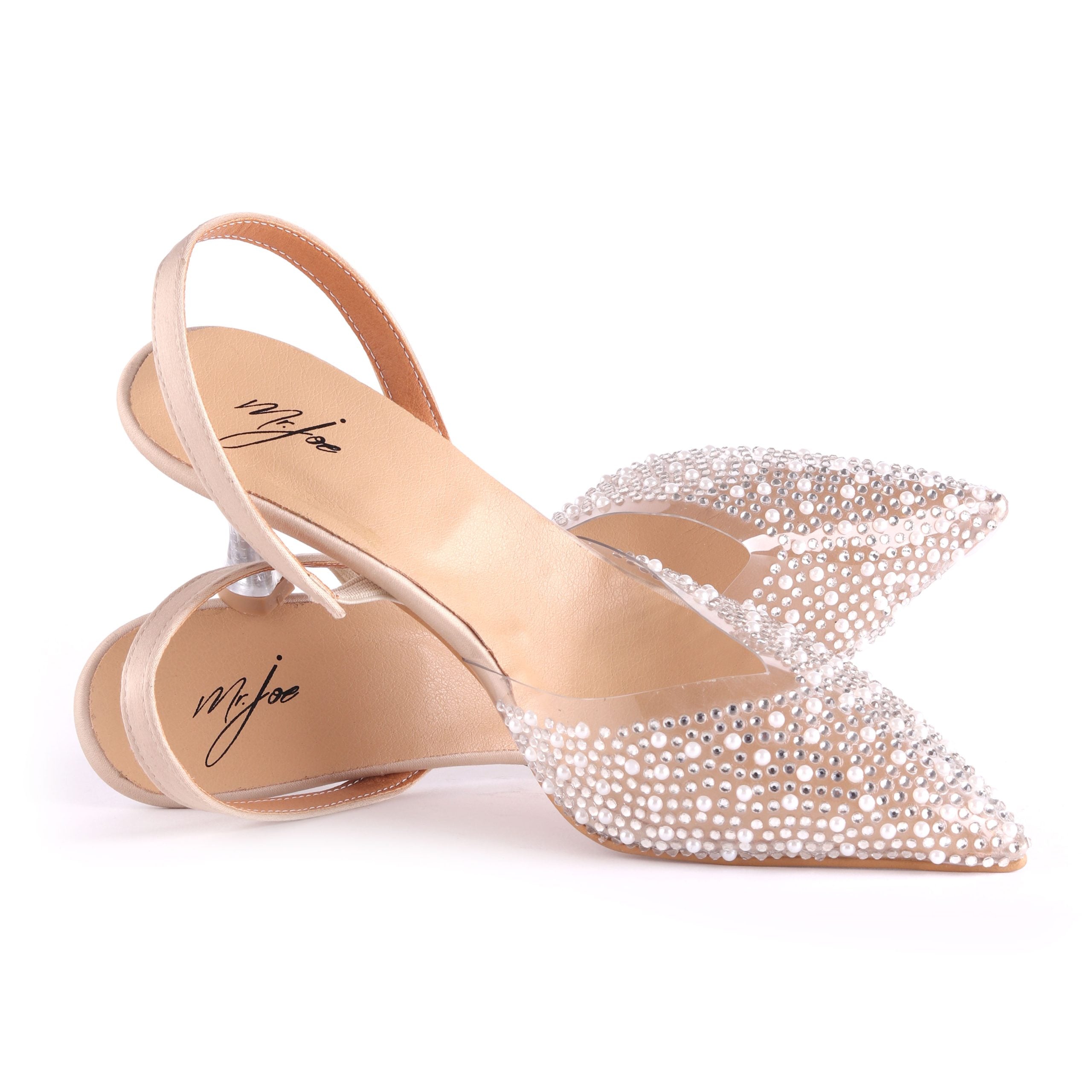 Crystal Clear Pointed Pumps ƒ?? Beige