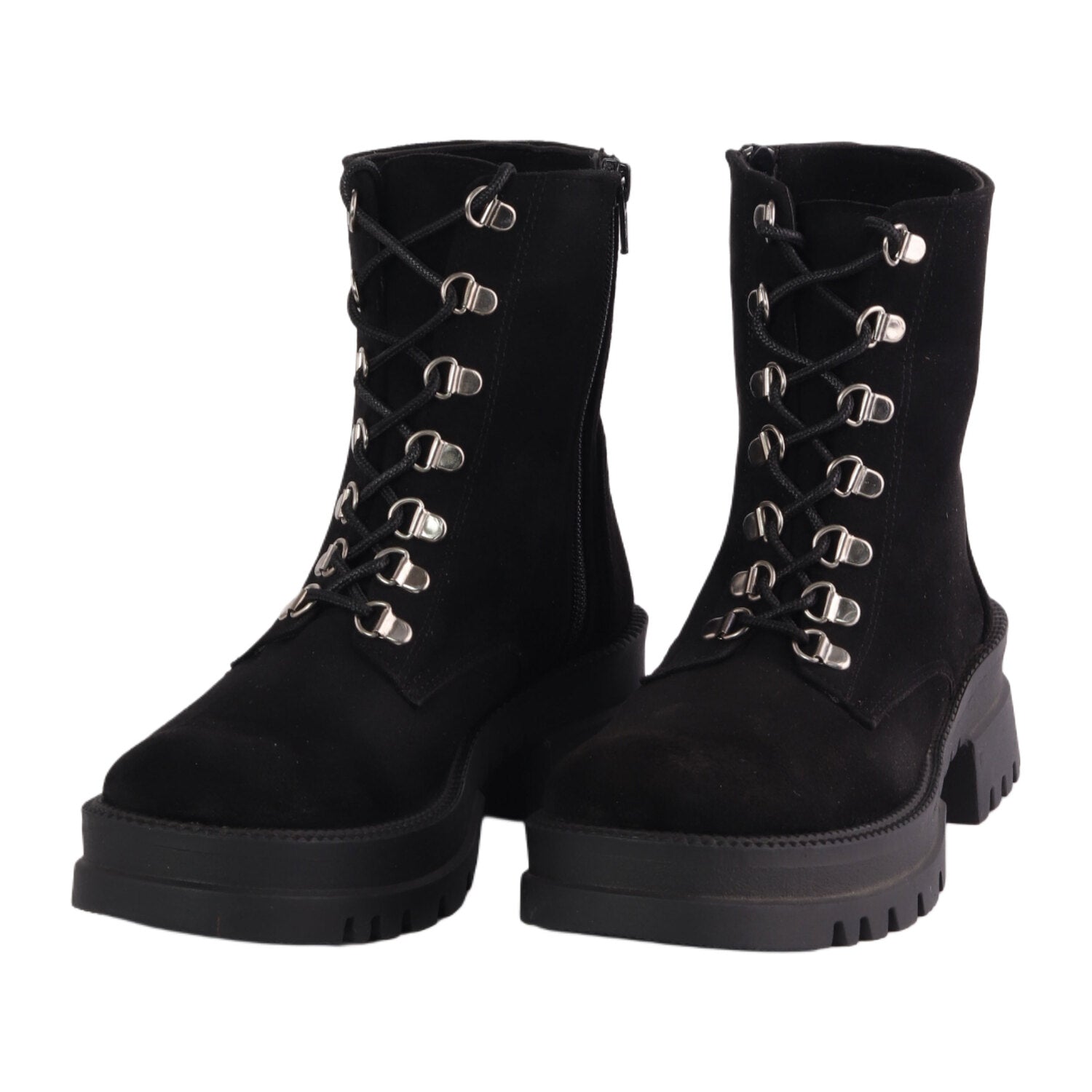 Chunky Lace-Up Combat Boots – Black
