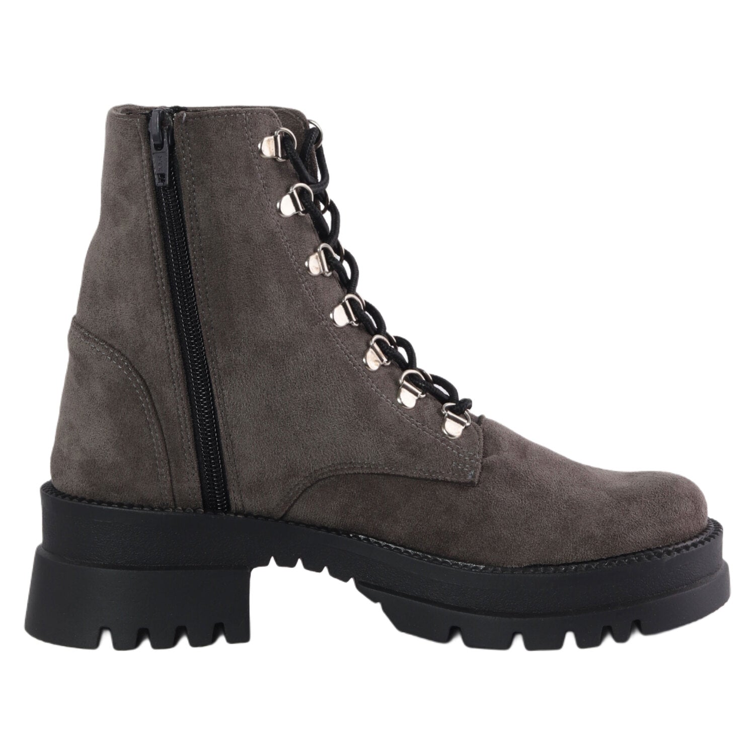 Chunky Lace-Up Combat Boots – Grey