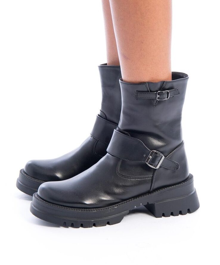 Biker Buckle Boots – Black