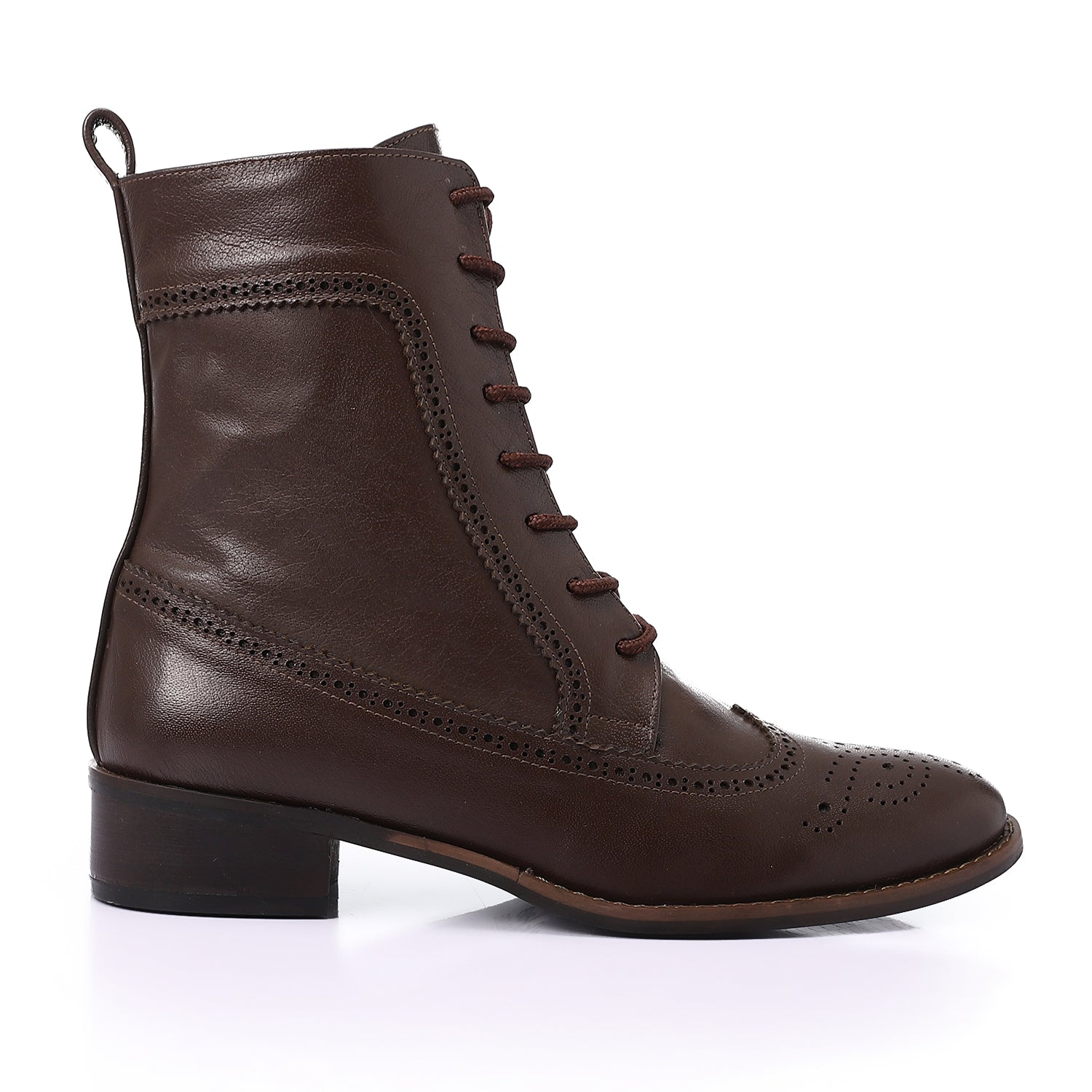 Classic Lace-Up Leather Boots ƒ?? Chocolate Brown