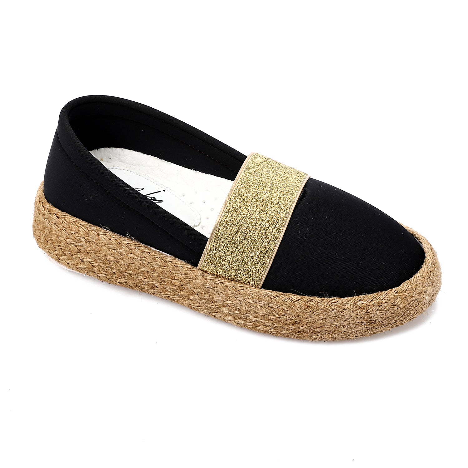 Glitter Band Espadrilles ƒ?? Black & Gold